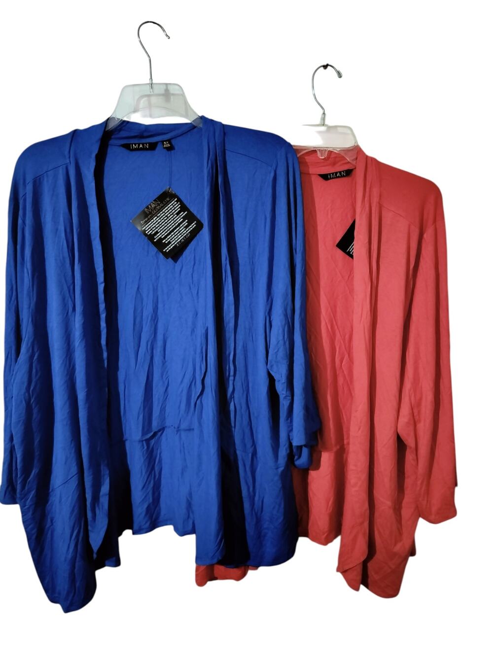 5795)Bundle 2pc  Iman Global Chic Open Front Blue & Red Knit Cardigan Plus 4X